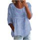 thumbnail image 1 of Karight Cotton Linen Shirts for Women 3/4 Sleeve Flowy Tops Loose Boho Summer Blouse Tees Plus Size Outfits, 1 of 5