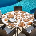 thumbnail image 6 of Gingerbread Man Round Tablecloth, Fitted Table Cover with Elastic for 45"-54" Round Tables, Snowflakes Xmas Trees Candy Winter Table Cloth Outdoor Indoor Dinning Party Waterproof Tablecloths, 6 of 7
