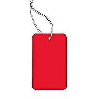 SMALL COUPON TAG, 1-7/8" x 1-1/4", BLANK, STRUNG, RED, BOX OF 1000