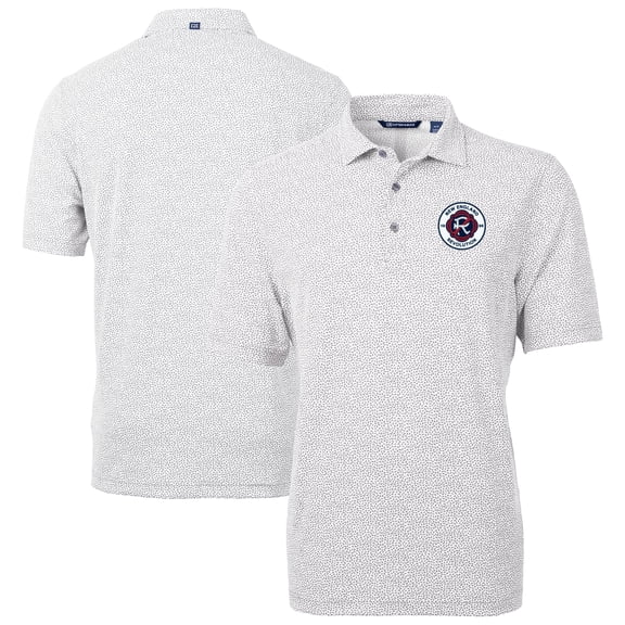 Men's Cutter & Buck Gray New England Revolution DryTec Virtue Eco Pique Botanical Print Recycled Polo