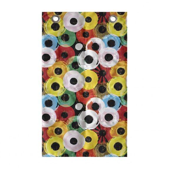 Retro Hanging Pocket Organizer, Records Vinyl Style Disc Shaped Vivid Rings with Strokes and Splashes Grunge Graphic, Printed Polyester Storage Bag with Pockets, 21" x 31", Multicolor