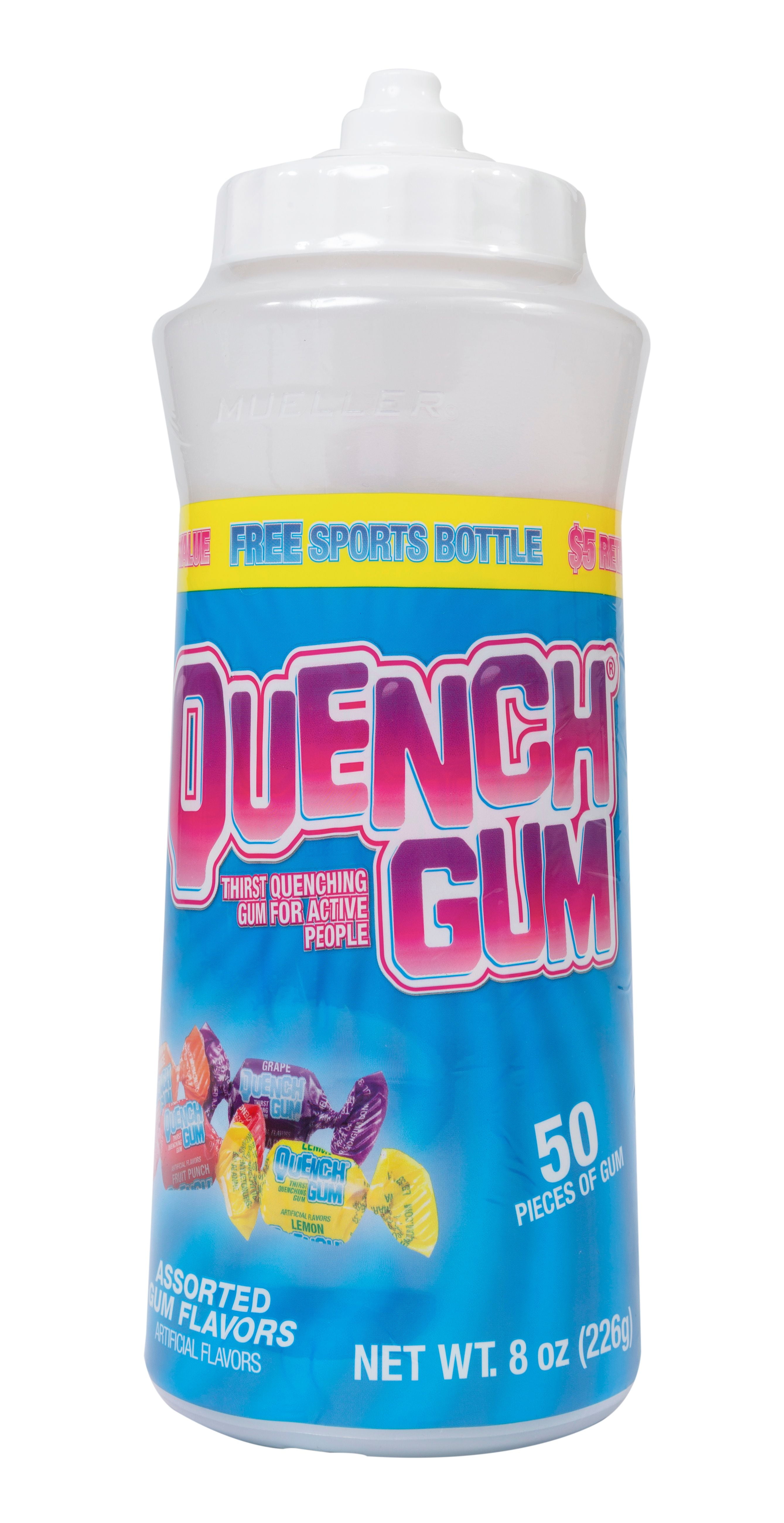 Quench Gum, Team Sports Bottle, Assorted Gum Flavors, 50 Count 