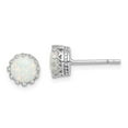 thumbnail image 4 of Sterling Silver Rhodium-plated 6mm Polished Created Opal Post Earrings, 4 of 4