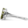 thumbnail image 3 of Sterling Silver Rhodium Peridot & Diamond Heart Ring (Size 6) Made In India qdx811-6, 3 of 5