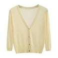 thumbnail image 2 of Womens Sweaters V Neck Cardigan Sweater Plus Jacket Solid Color Knitted Fall Clothes For Women ,Beige, 2 of 7
