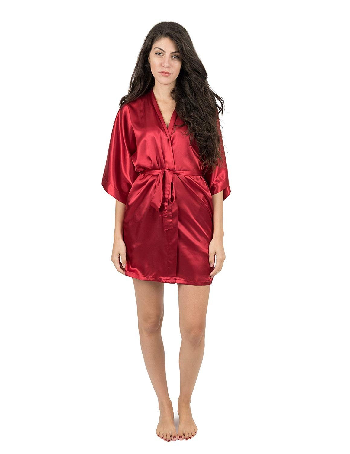 Leveret Womens Robe Christmas Satin Robe Red Size Small