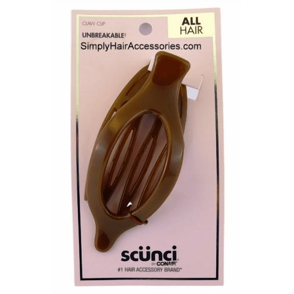 Scunci Unbreakable Oval Open Center Lay Flat Brown Claw Clip - 1 Pc.