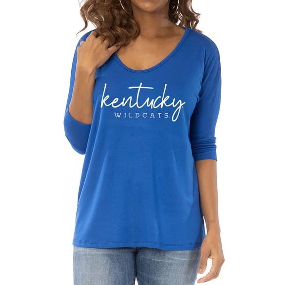 Women's Royal Kentucky Wildcats Tamara Scoop Neck 3/4-Sleeve Top