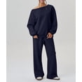 thumbnail image 5 of Women'S 2 Piece Outfits Off the Shoulder Crop Top Wide Leg Sweatpants Matching Lounge Sets S, 5 of 8
