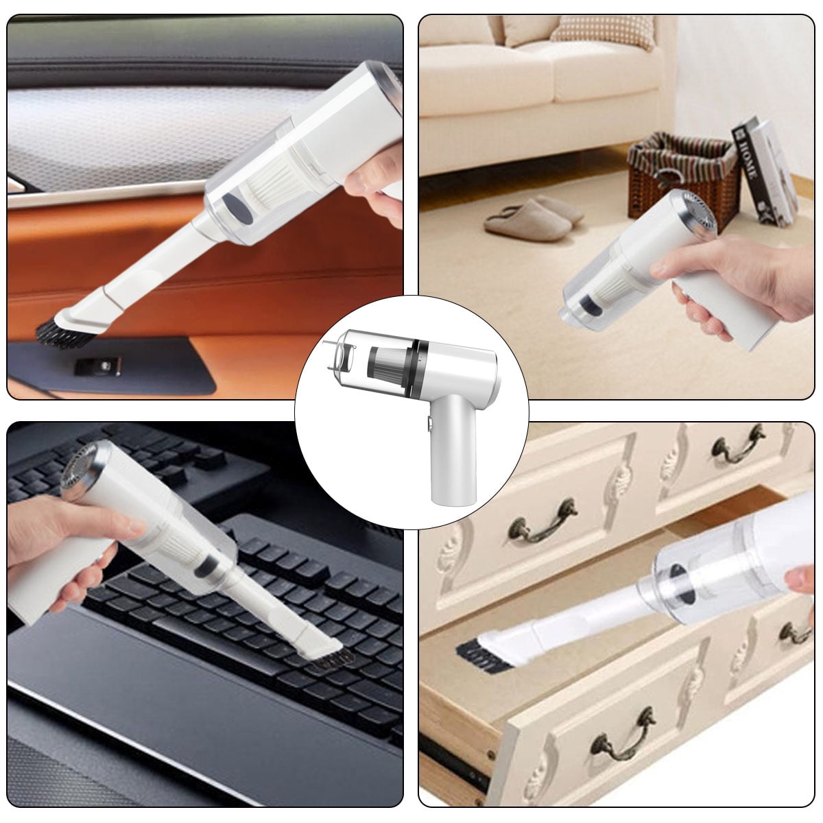 Mini Vacuum Cleaner for Car,3 in 1 Keyboard Vacuum Cleaner Wireless Handheld,Car Vacuum with Brushless MotorRechargeable Easy to Clean Car Interior -White