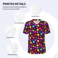 thumbnail image 3 of Zufioo Colorful Hearts Print Men's Baseball Short Sleeve, Moisture Wicking Button-Down Hip Hop Tee-Large, 3 of 7