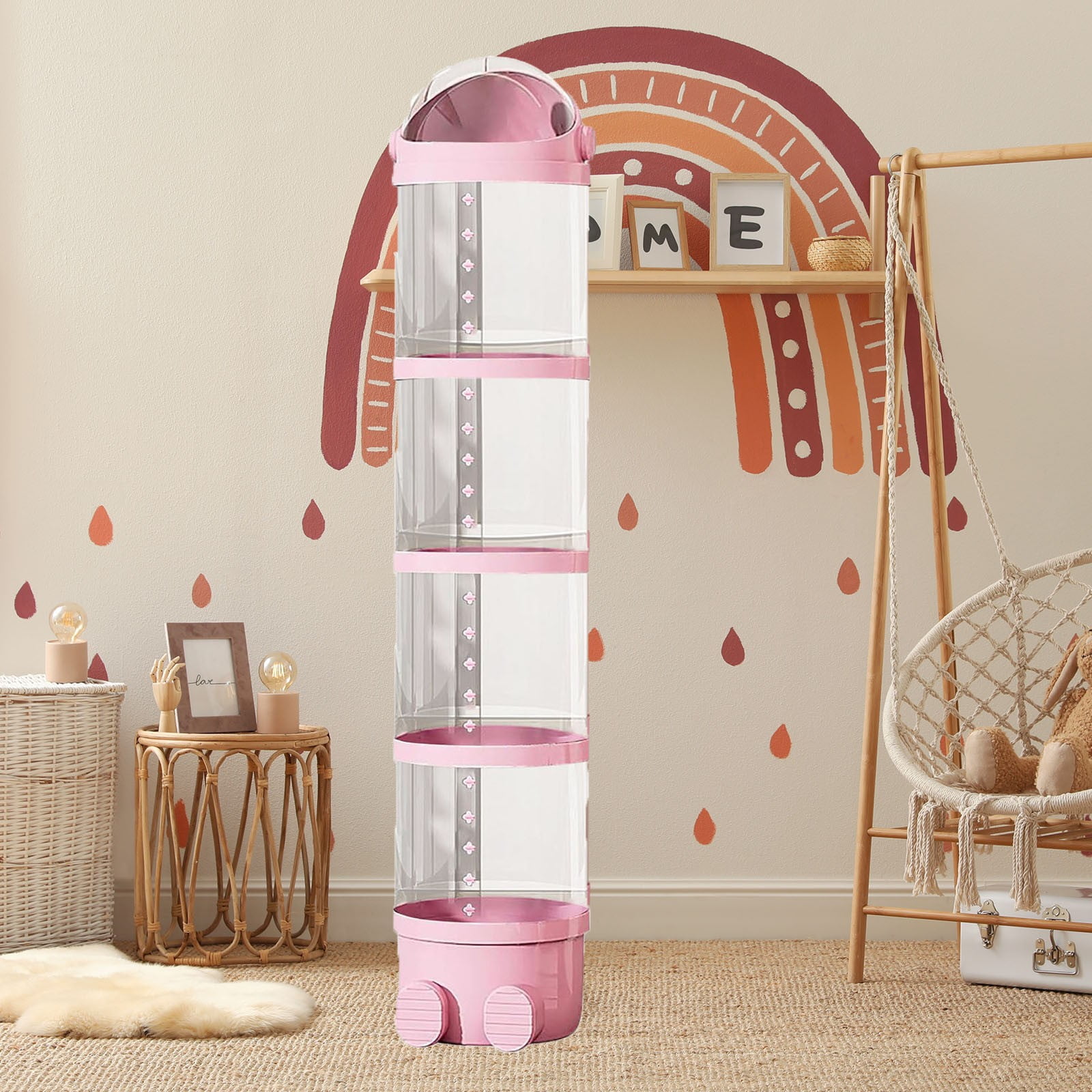 IMossad Vertical Toy Storage Tube for Stuffed Animals, Durable and Space-Saving Organizer for Kids, Transparent Design for Easy Retrieval