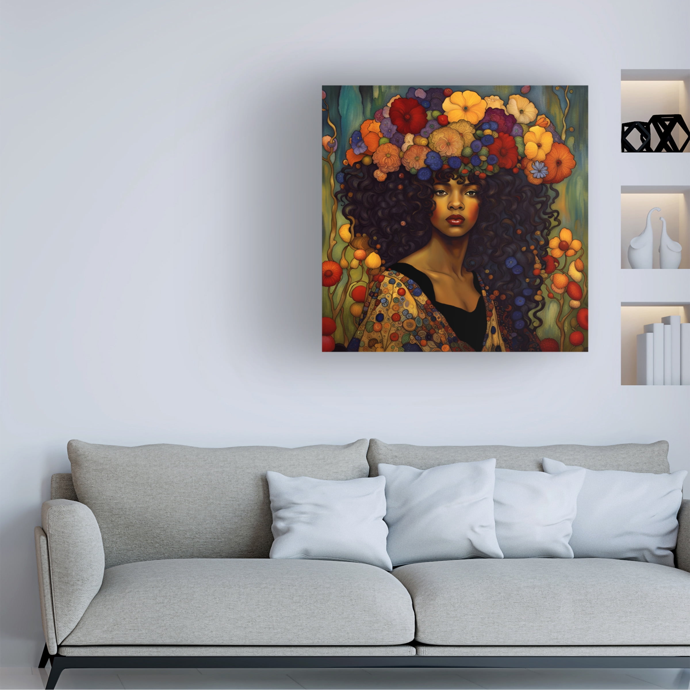 Canvas Wall Art - Tina Lavoie 'Art Nouveau Beauty V' Wall Art for Living Room, Bedroom, or Office DÃ©cor by Trademark Fine Art - 18 x 18 Inches