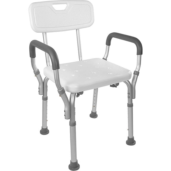 Courage Care Tool-Free Assembly Spa Bathtub Shower Lift Chair, Adjustable Bath Seat, Metal Shower Bench, White Chair with Arms