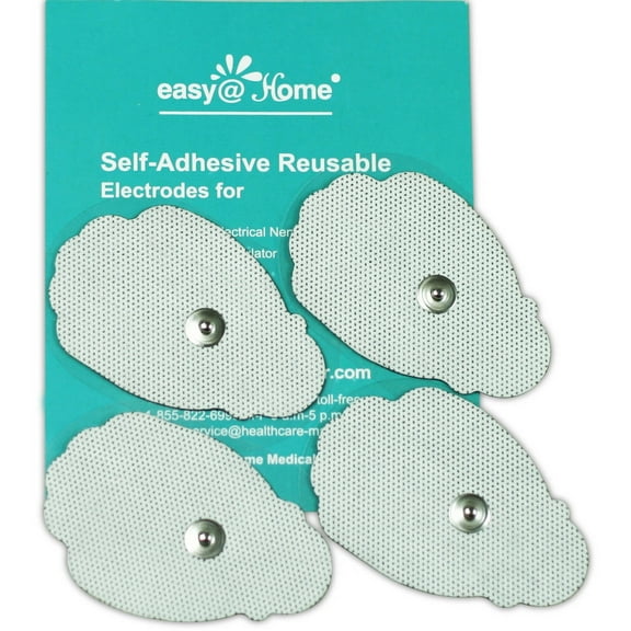 Easy@home Re-useable Adhesive Electrode TENS Pads for TENS Electronic Pulse Massager in Hand Shape, 2" x 3", 16 Count