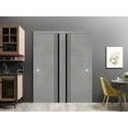 thumbnail image 3 of Sliding Closet Bypass Doors 60 x 96 inches | Planum 0011 Concrete with Frosted Glass | Sturdy Rails Moldings Trims Hardware Set | Wood Solid Bedroom Wardrobe Doors, 3 of 6