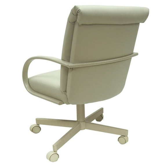 M-60 Swivel Dining Chair on Wheels - Beige Vinyl - Beige