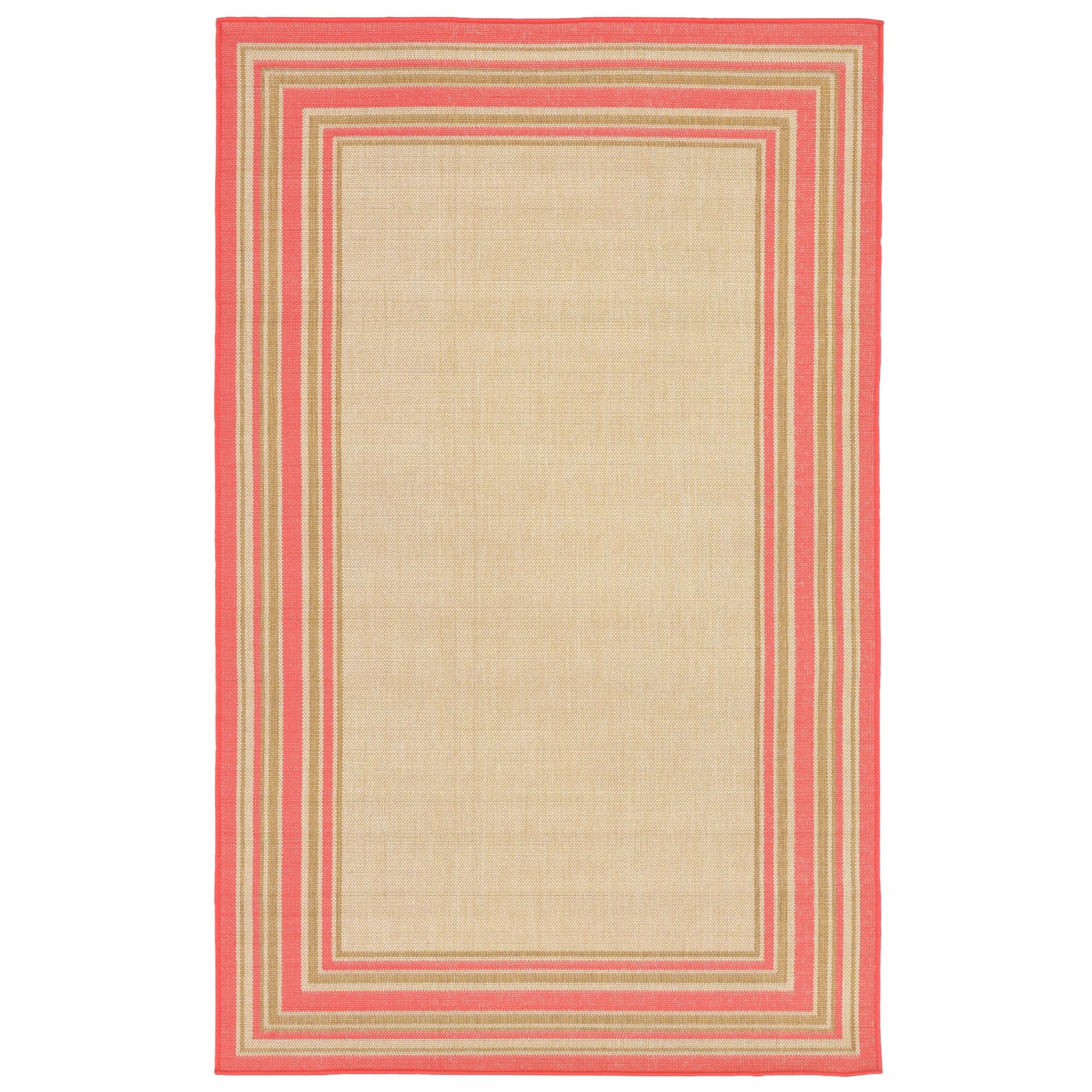 Liora Manne Terrace Multi Border Indoor/Outdoor Rug Natural 4'10