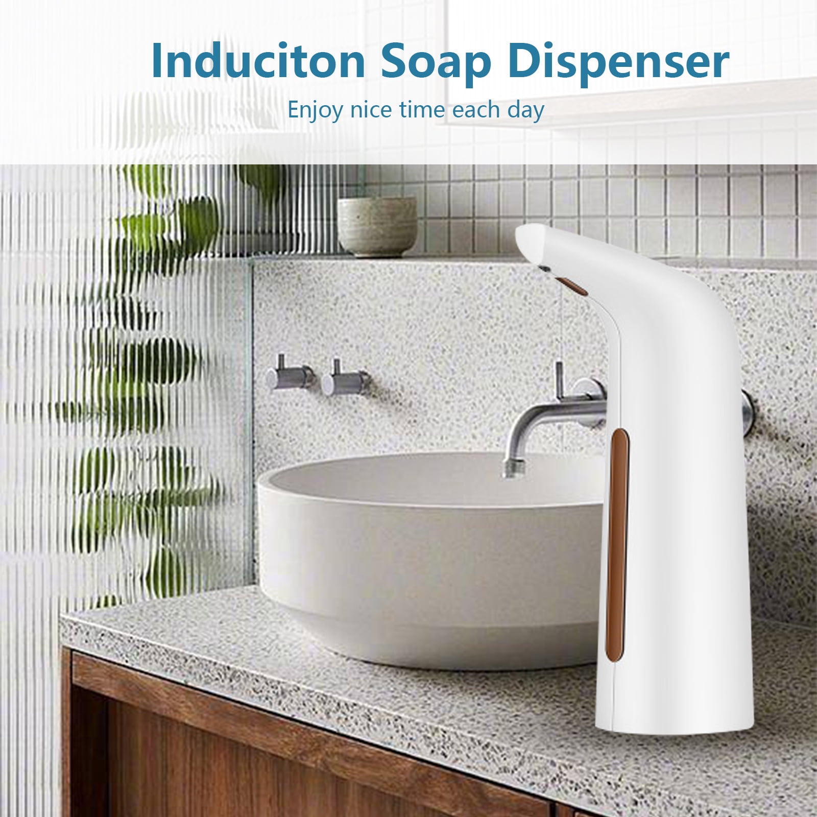 Automatic Soap Dispenser Touchless Sensor Hands Free Soap Dispenser Battery Operated Soap Dispenser 400ml Pump Electronic Drippy Liquid Soap Dispensers for Kitchen Bathroom