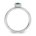thumbnail image 2 of 925 Sterling Silver Oval Created Emerald Stackable Ring Birthstone May Gemstone, 2 of 8