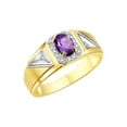 thumbnail image 4 of RYLOS Men's Rings 14K Yellow Gold Classic 7X5MM Oval Gemstone & Diamond Ring Amethyst February Birthstone Rings For Men Size 8, 4 of 7