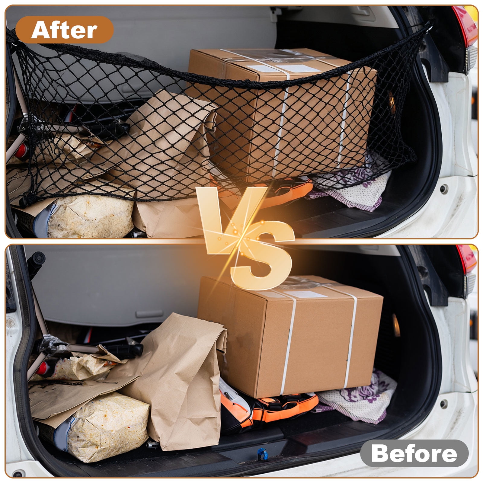 Uxcell Truck Cargo Net, 35 x 12 Inch Polyester Adjustable Trunk Bed Net Stretchable Mesh Storage Organizer with 8 Hooks Universal for Pickup Trucks SUV Cars, Black