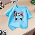 thumbnail image 5 of Shirts Girls Kid Outwear Graphic Round Neck Short Sleeve Tee Summer Casual Girls Tops Blue 8 Years-9 Years, 5 of 5
