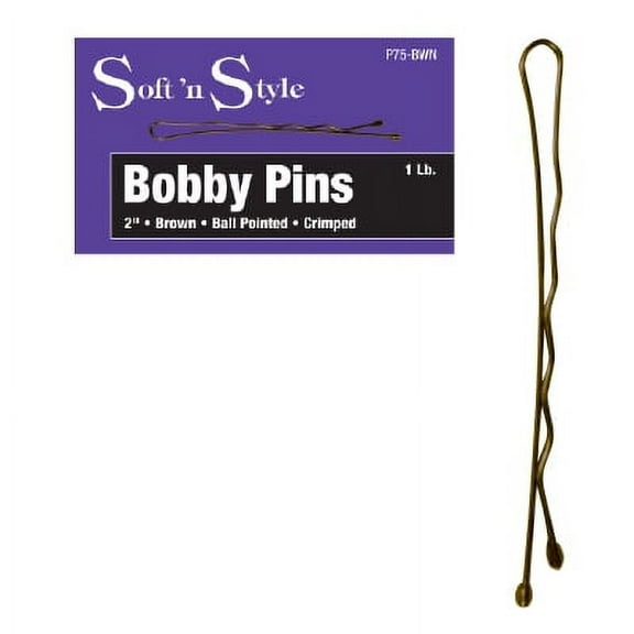 SOFT 'N STYLE 2" BROWN BOBBY PINS - 1 LB. BX