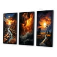 thumbnail image 3 of Designart "Majestic Stormy Landscape" Landscape & Nature Framed Wall Art Set Of 3 - Yellow Storms Frame Gallery Set For Office Decor, 3 of 6