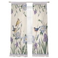 thumbnail image 2 of Spring Flowers Sheer Curtains 108 Inches Long 2 Panels Set, Window Sheer Curtains for Living Room/Bedroom, Vintage Floral Leaves Birds Farmhouse Plaid Light Filtering Rod Pocket Curtain 52''x108''x2, 2 of 8