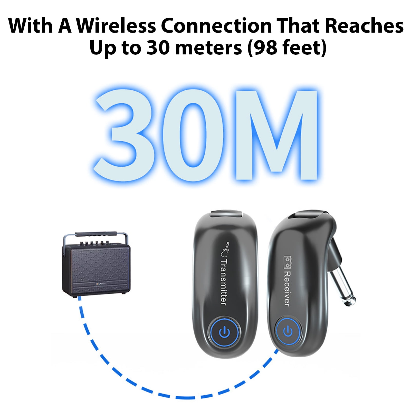 M Buder 2.4G Wireless Guitar System Rechargeable Transmitter Receiver Set for Electric Bass 48KHz Audio