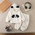 thumbnail image 2 of Ulanda Toddler Baby Boy Infant Girls Clothes Unisex Fleece Panda Hoodie Coats and Pant Outfit Set (White, 2-3 Years), 2 of 9