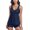 Dark Blue, variant on Womens Swimsuit Solid Color Two-Piece Split Bathing Suit Swimwear Tank Top with Swim Shorts Beachwear Set Swimwear Women Shorts Bikini Large Top Medium Bottom Womens Swimsuit with Shorts 3 Piece