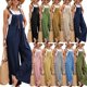 thumbnail image 2 of Pantalones casuales con tirantes para mujer, de color liso, de estilo europeo y americano, 2 of 5