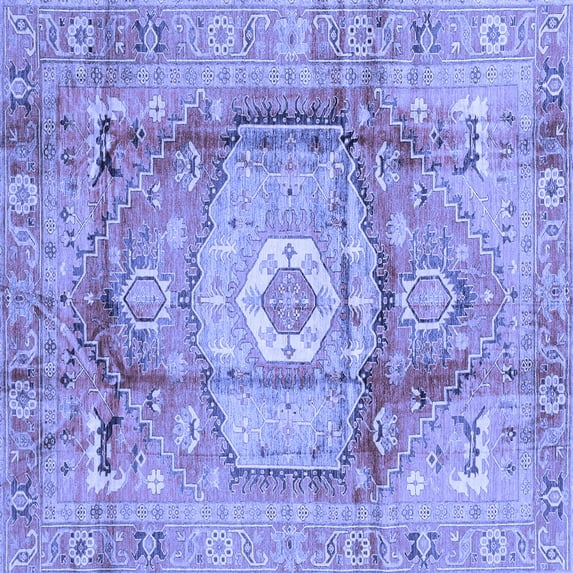 Ahgly Company Indoor Square Abstract Blue Modern Area Rugs, 3' Square