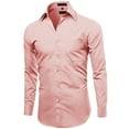 thumbnail image 2 of Men's Classic Fit Long Sleeve Wrinkle Resistant Button Down Premium Dress Shirt (Pink, XL), 2 of 4