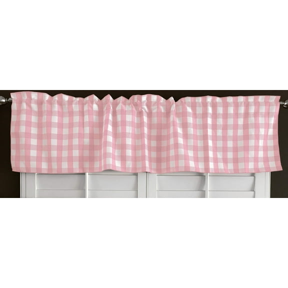poplin gingham checkered window valance 58 wide pink