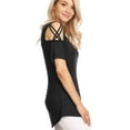 thumbnail image 6 of Made by Johnny Women's Loose Short Sleeve Strappy Cold Shoulder Top S BLACK, 6 of 6