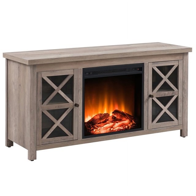 Henn&Hart 47" Gris Chêne/verre TV Stand