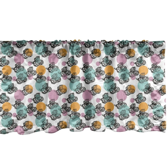 Ambesonne Artichoke Window Valance, Black White Vegetable, 54" X 18", Turquoise Apricot