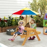 Outsunny 3 in 1 Kids Sand and Water Activity Table W/ Foldable Umbrella