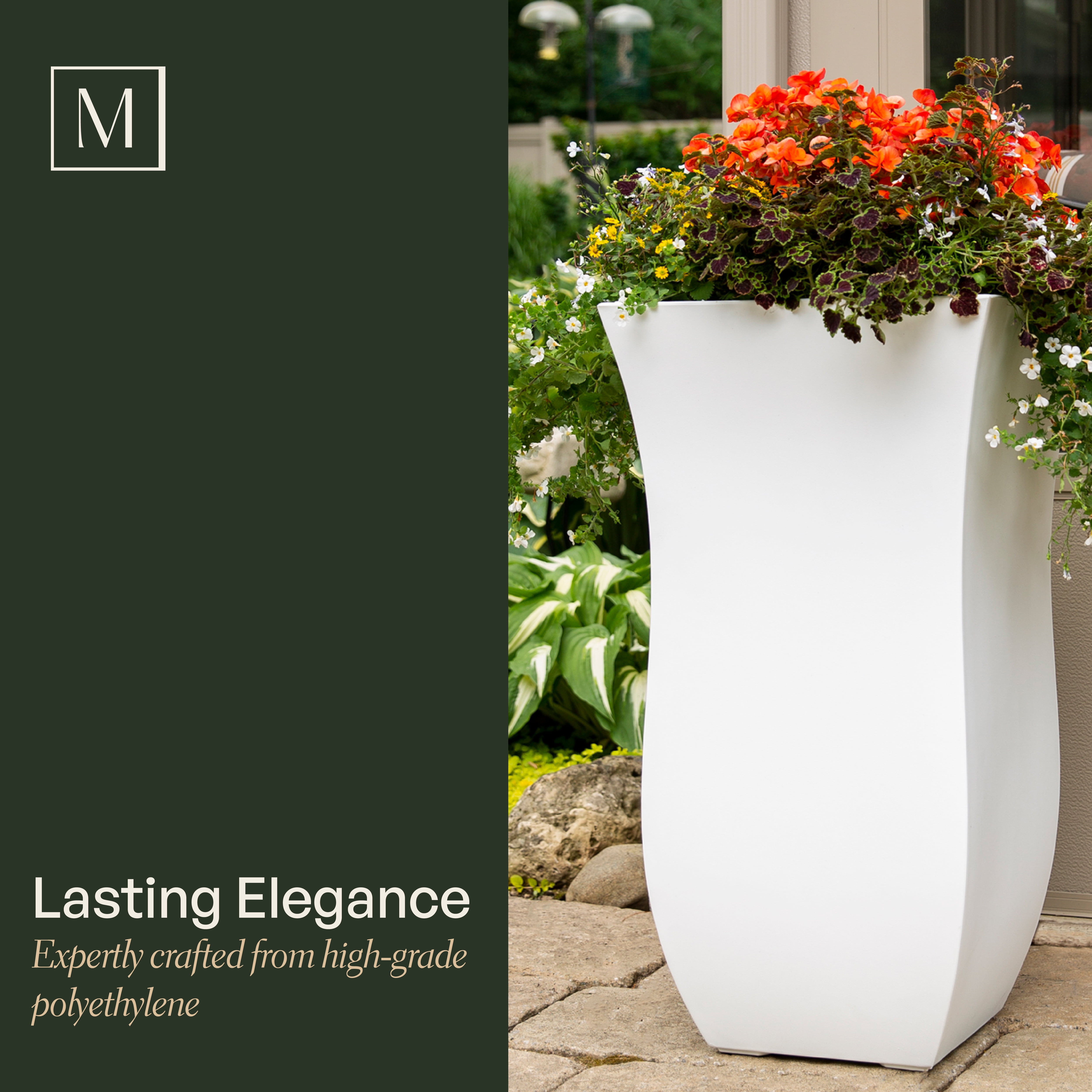 Mayne Valencia 16" x 16" x 30" Tall Square Espresso Plastic Planter