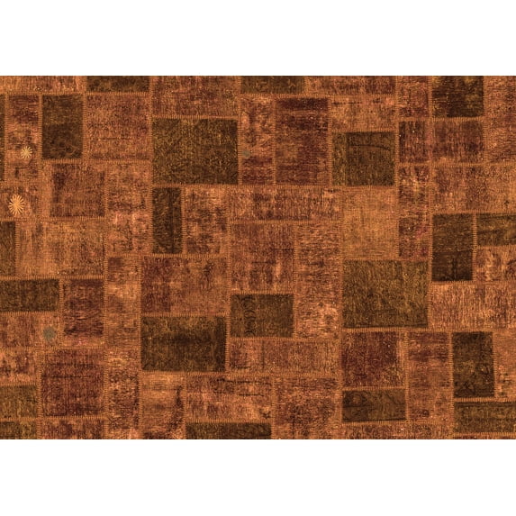 Ahgly Company Indoor Rectangle Patchwork Orange Transitional Area Rugs, 7' x 9'