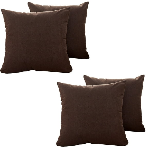 Pack of 4 Couch Throw Pillow Covers 18x18 Inch Soft Decorative Pillow Covers Farmhouse Boho Cushion Covers for Mid Century Modern Home Decor Sofa Bedroom Living Room，Dark Coffee