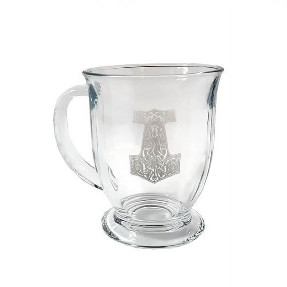 Lyoncraft COMJ01 16 oz Mjolnir Thors Hammer Engraved Glass Coffee Mug