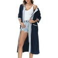thumbnail image 6 of Sleep Shirts for Women Soft Cotton on Clearance Women's Zip up Cotton Housecoat Zipper Front Robe Lightweight Bathrobe 3/4 Sleeve Loungewear Nightgowns with Pockets New Navy S, 6 of 6