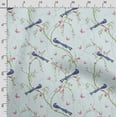 thumbnail image 3 of Soimoi Bird & Flowers Print, Silk Fabric, Decor Sewing Fabric by The Yard 42 Inch Wide,Decorative Fabric for Shirts Suits Ties, Baby Blue, 3 of 5