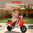 thumbnail image 6 of Track Seven 24V Ride on Motorcycle, 250W Ride-on Scooter Moped with Twist Throttle, LED Light, 12" Pneumatic Tires, Bluetooth, Max 10Mph, 24V Electric Motorcycle for Kids Girls Boys Aged 8-12, Red, 6 of 10