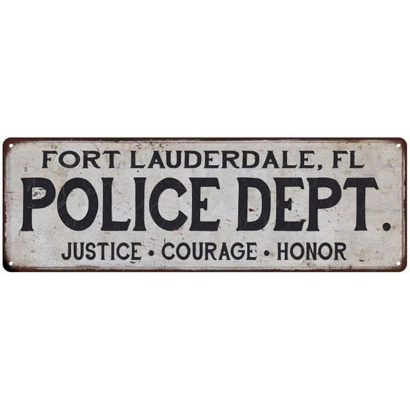 FORT LAUDERDALE, FL POLICE DEPT. Vintage Look Metal Sign Chic Decor 106180012126