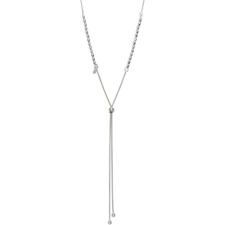 Giuliano Mameli Rhodium-Plated Sterling Silver DC Beads and Dangle Strands Adjustable Necklace